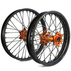 Holeshot, Komplett Hjulset, BAK FRAM, 18/21", SVART MATT ORANGE